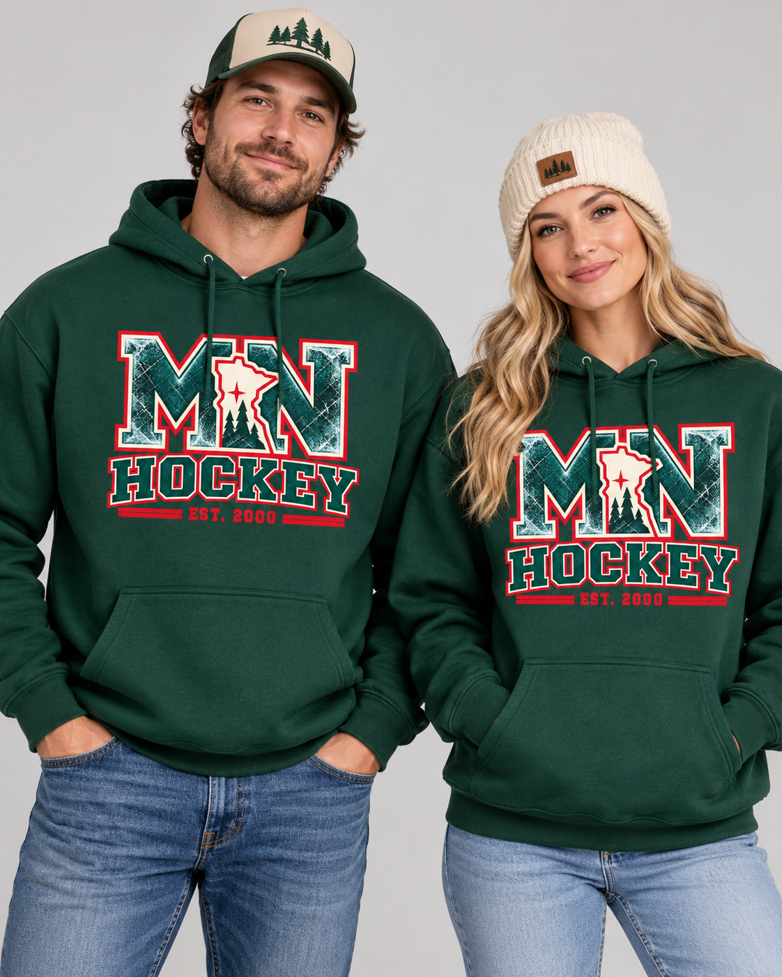 Minnesota Hockey EST. 2000 Hoodie | Vintage Ice Graphic Sweatshirt