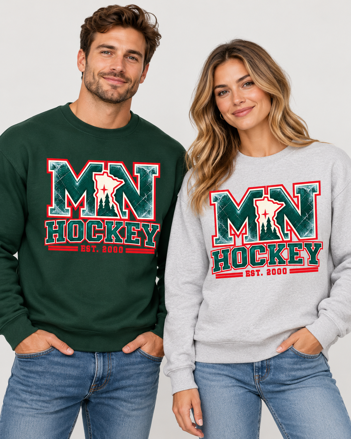 Minnesota Hockey EST. 2000 Hoodie | Vintage Ice Graphic Sweatshirt